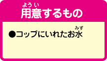 ［用意するもの］●コップに入れたお水